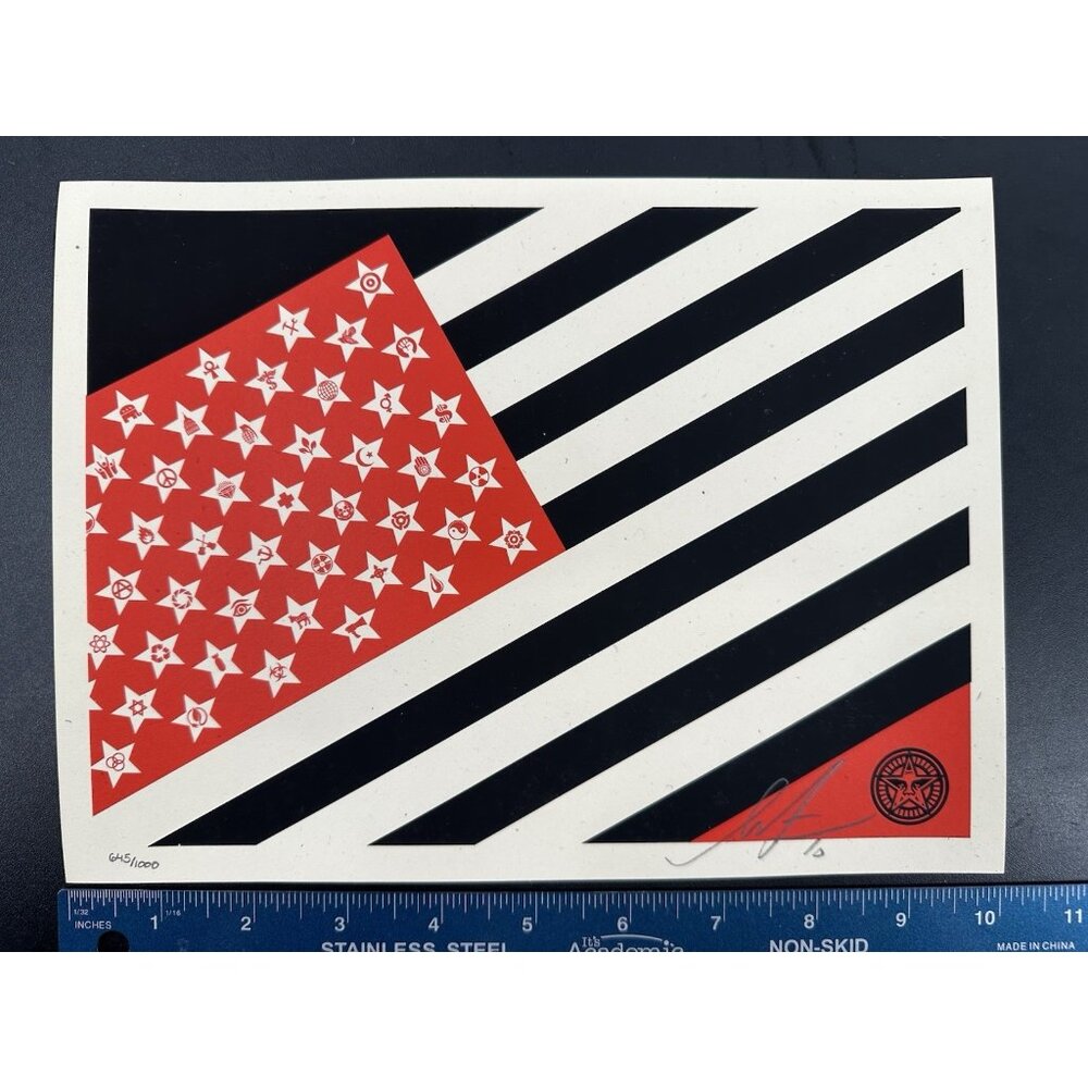 Shepard Fairey “Mayday flag” Print 10”x7.5” Numbered & Signed